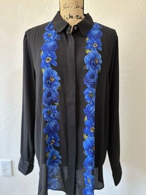 Tahari Black Floral Women’s Blouse Size XL